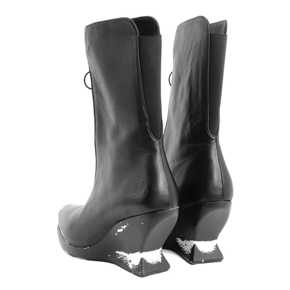 John Fluevog Heebie Jeebies Wedged mid-calf boot size 9 in VGUC - Picture 3 of 14